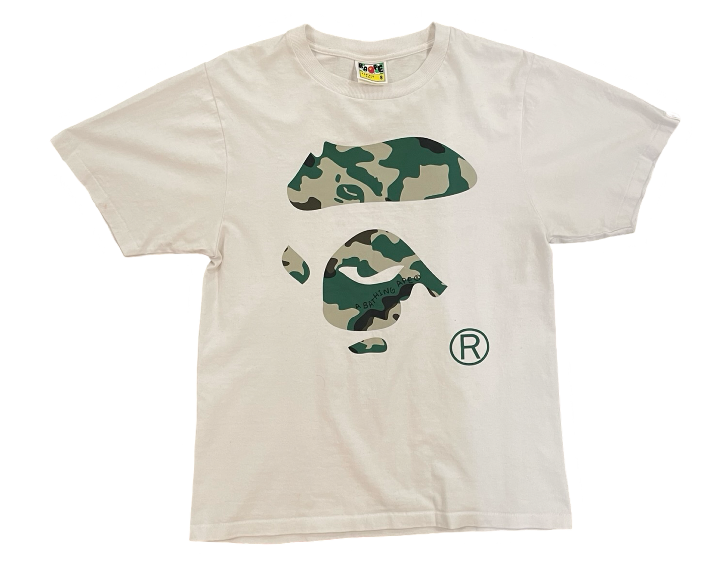 Bape Ape Head Tee White/Green Camo