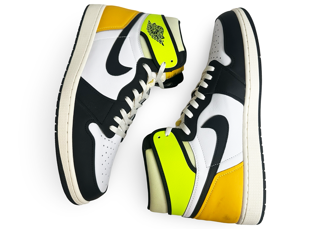 Jordan 1 Retro High White Black Volt University Gold