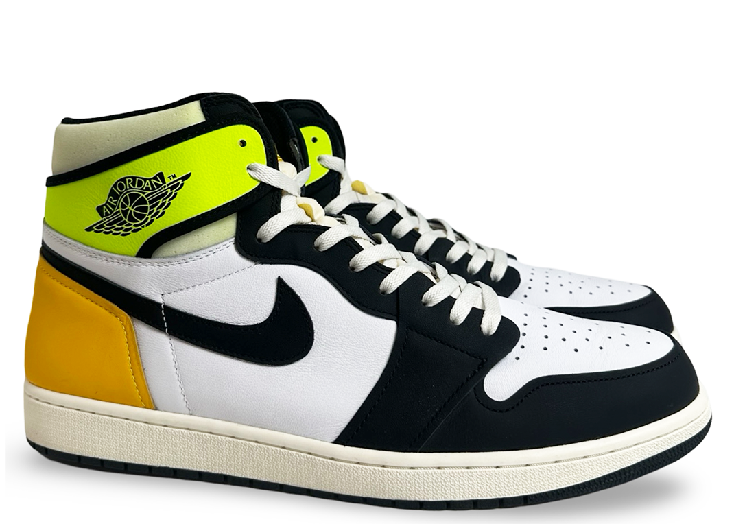 Jordan 1 Retro High White Black Volt University Gold